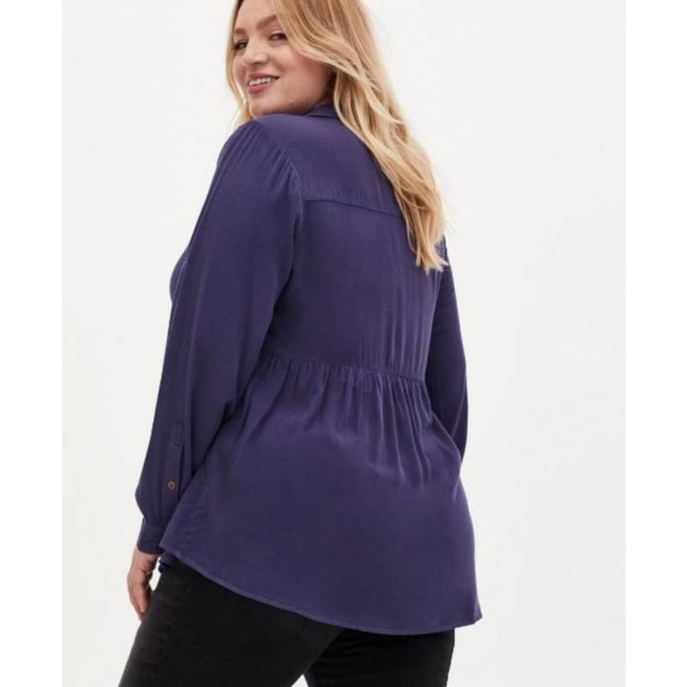 1X Babydoll TOP Swing High Low Tunic Blue Purple Blue Haze Torrid Blouse NEW - Picture 4 of 11